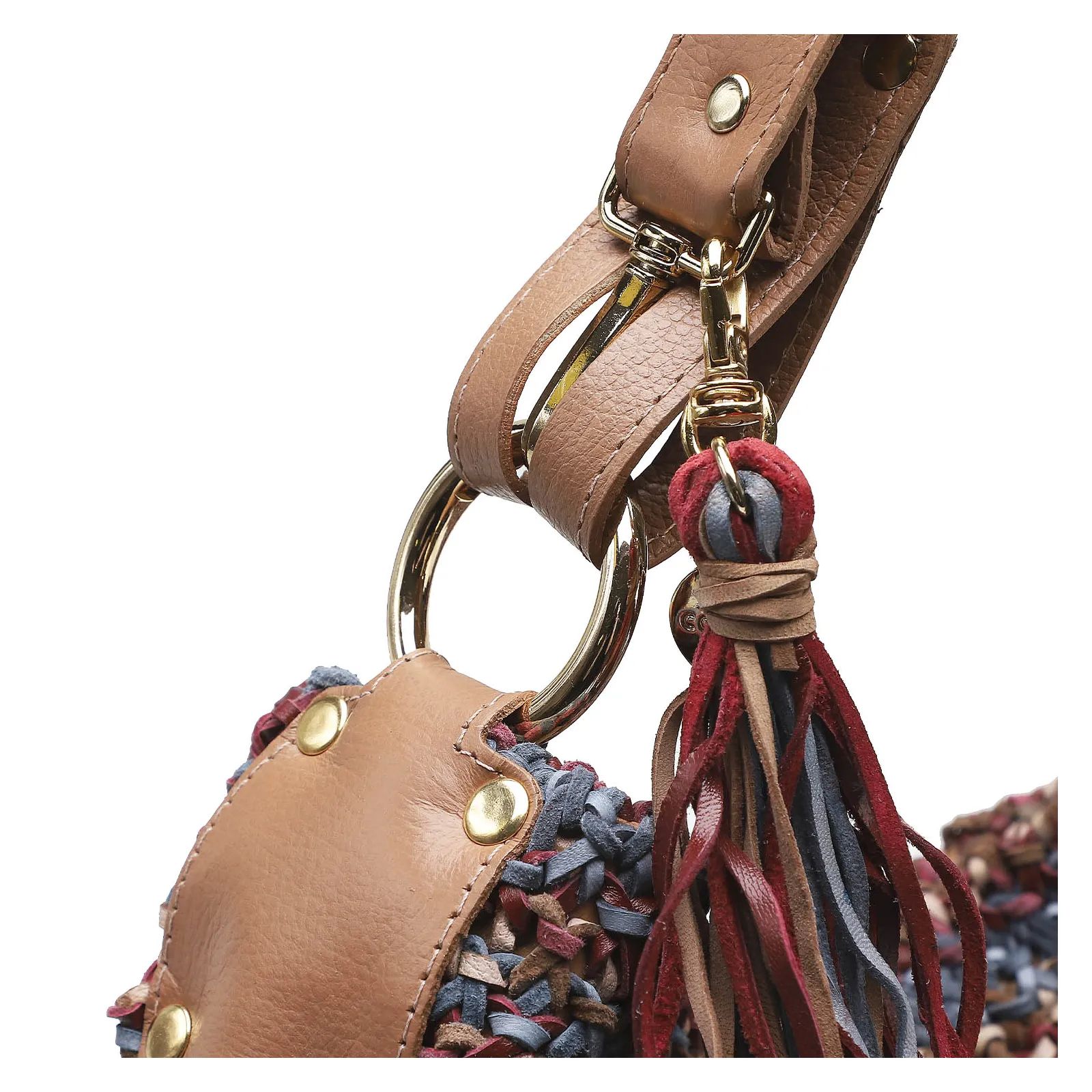 Bolsa Hobo Trico Caramelo/Amora/Azul Pacifico