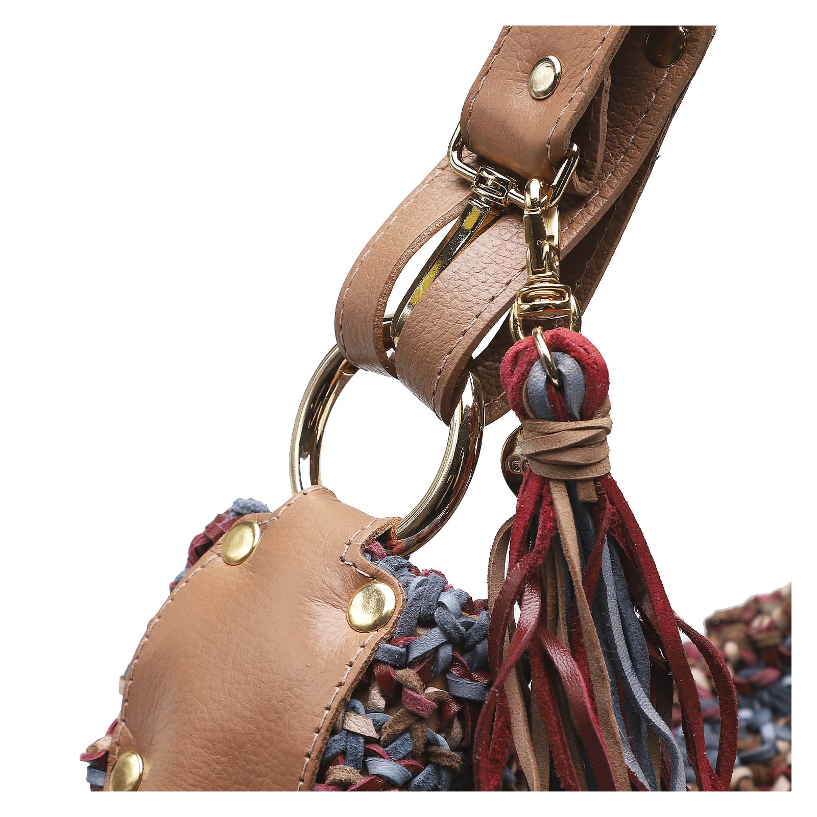 Bolsa Hobo Trico Caramelo/Amora/Azul Pacifico