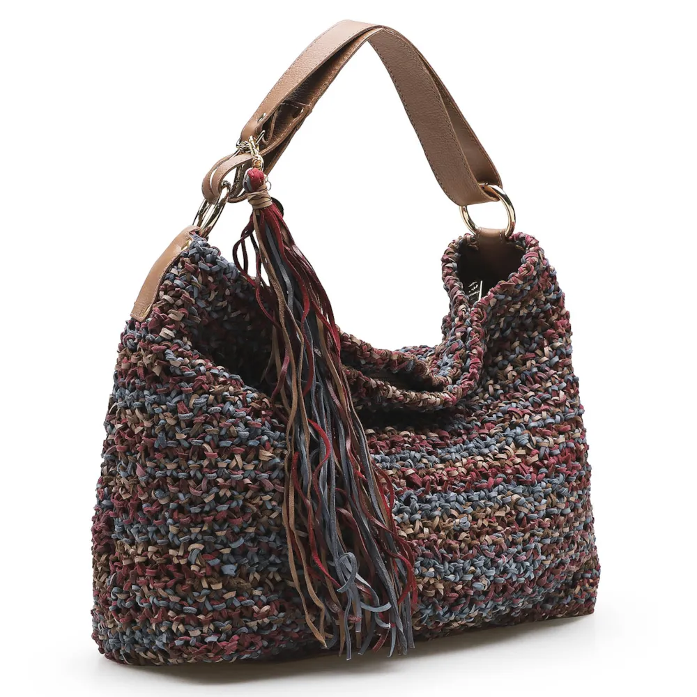 Bolsa Hobo Trico Caramelo/Amora/Azul Pacifico - imagem 2