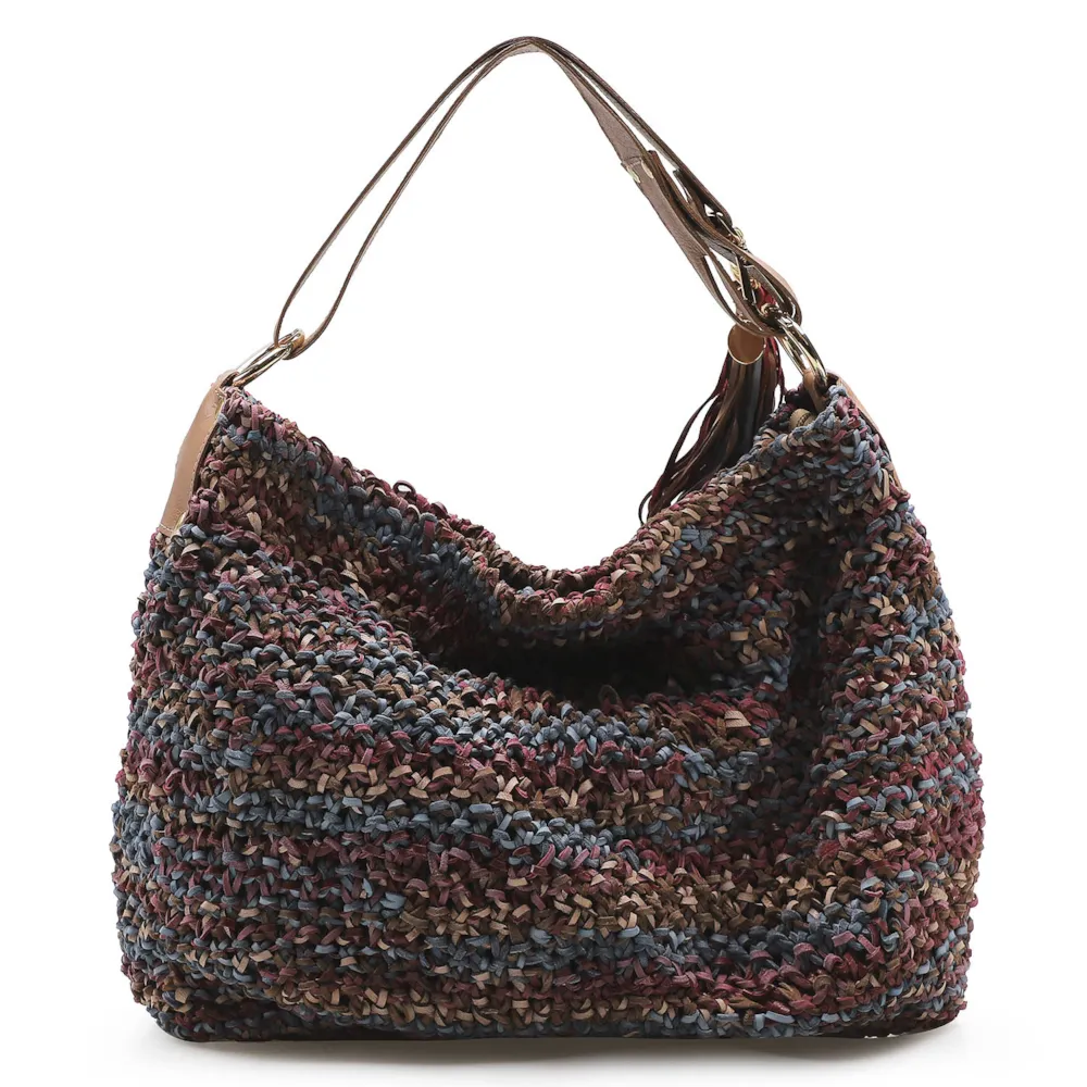 Bolsa Hobo Trico Caramelo/Amora/Azul Pacifico - imagem 3