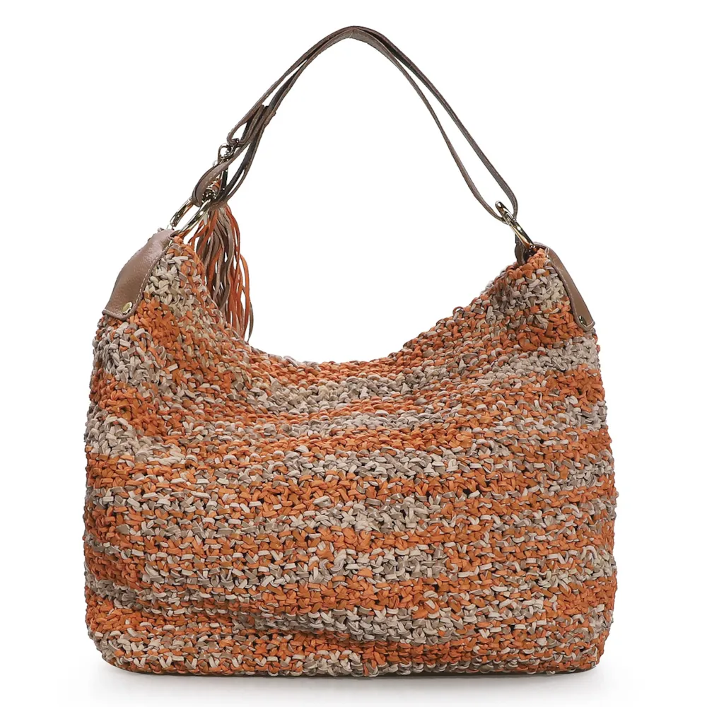 Bolsa Hobo Tricô Laranja Mescla - imagem 3