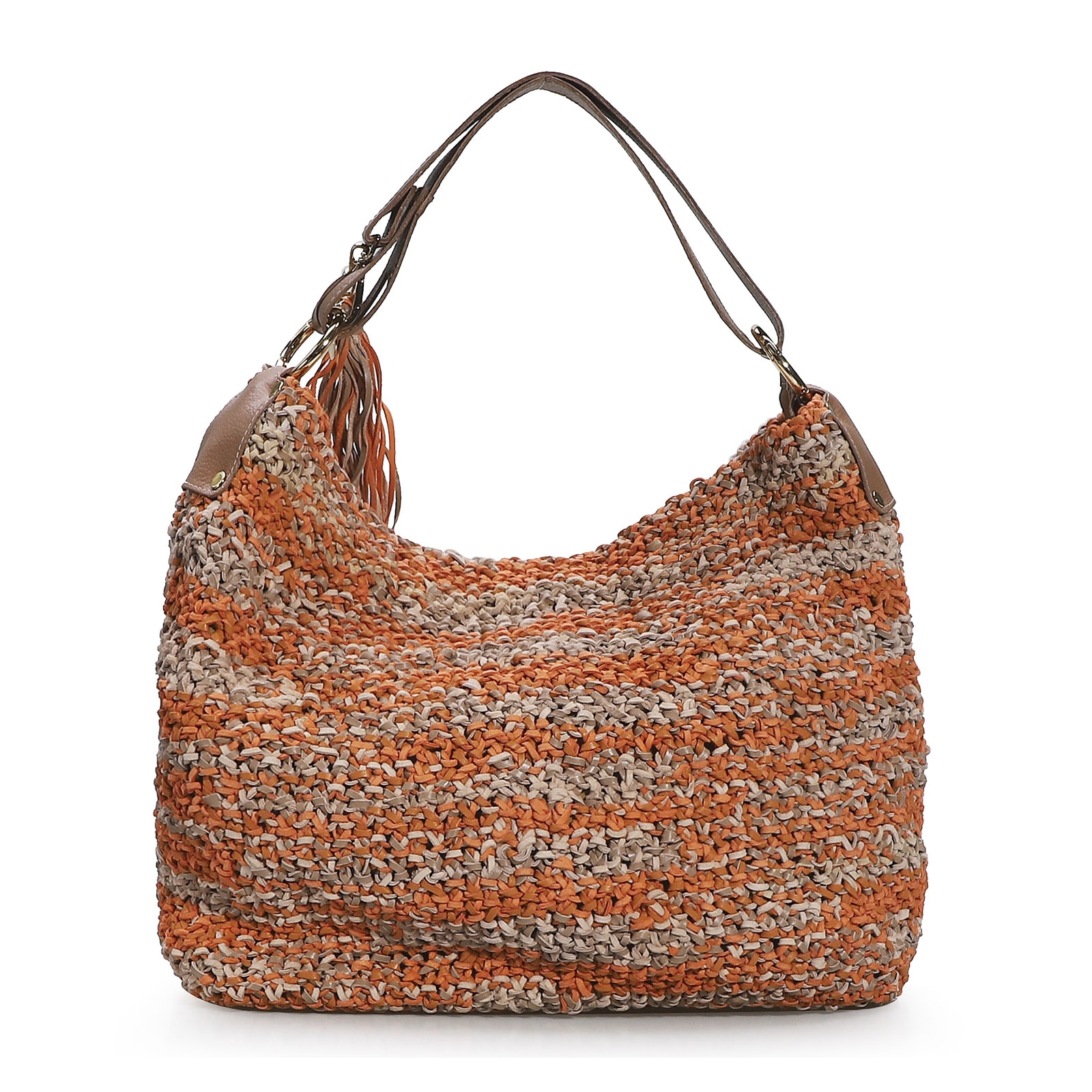 Bolsa Hobo Tricô Laranja Mescla