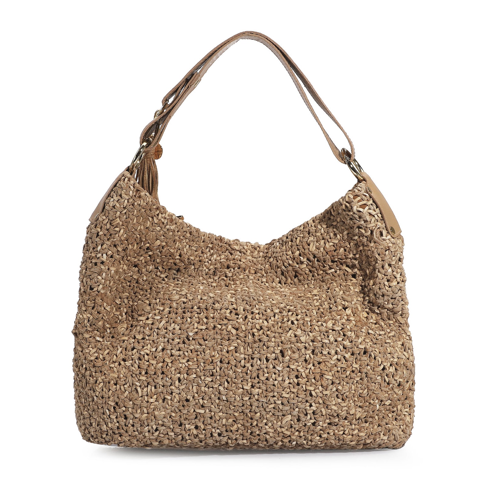 Bolsa Hobo Tricô Marrom Claro