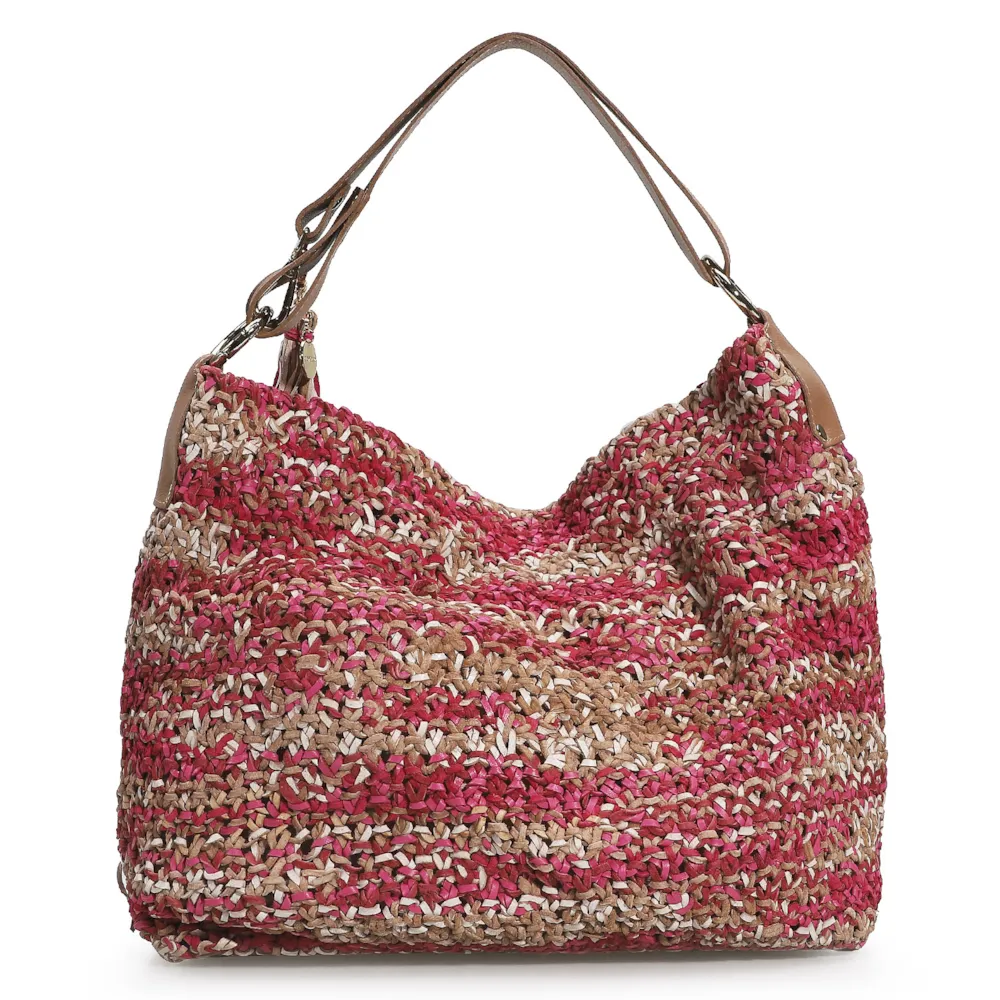 Bolsa Hobo Tricô Rosa/Caramelo - imagem 3
