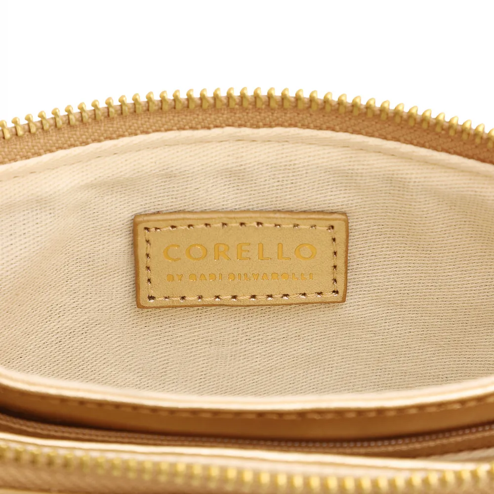 Bolsa Meia Lua Tressê Bag Charm Couro Dourado - imagem 7