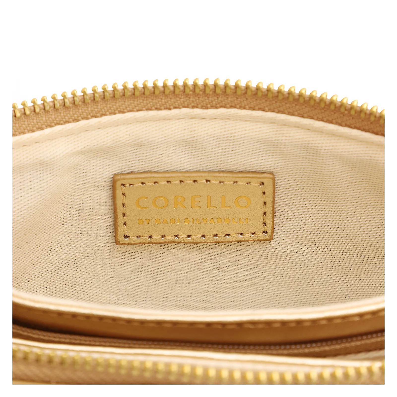 Bolsa Meia Lua Tressê Bag Charm Couro Dourado