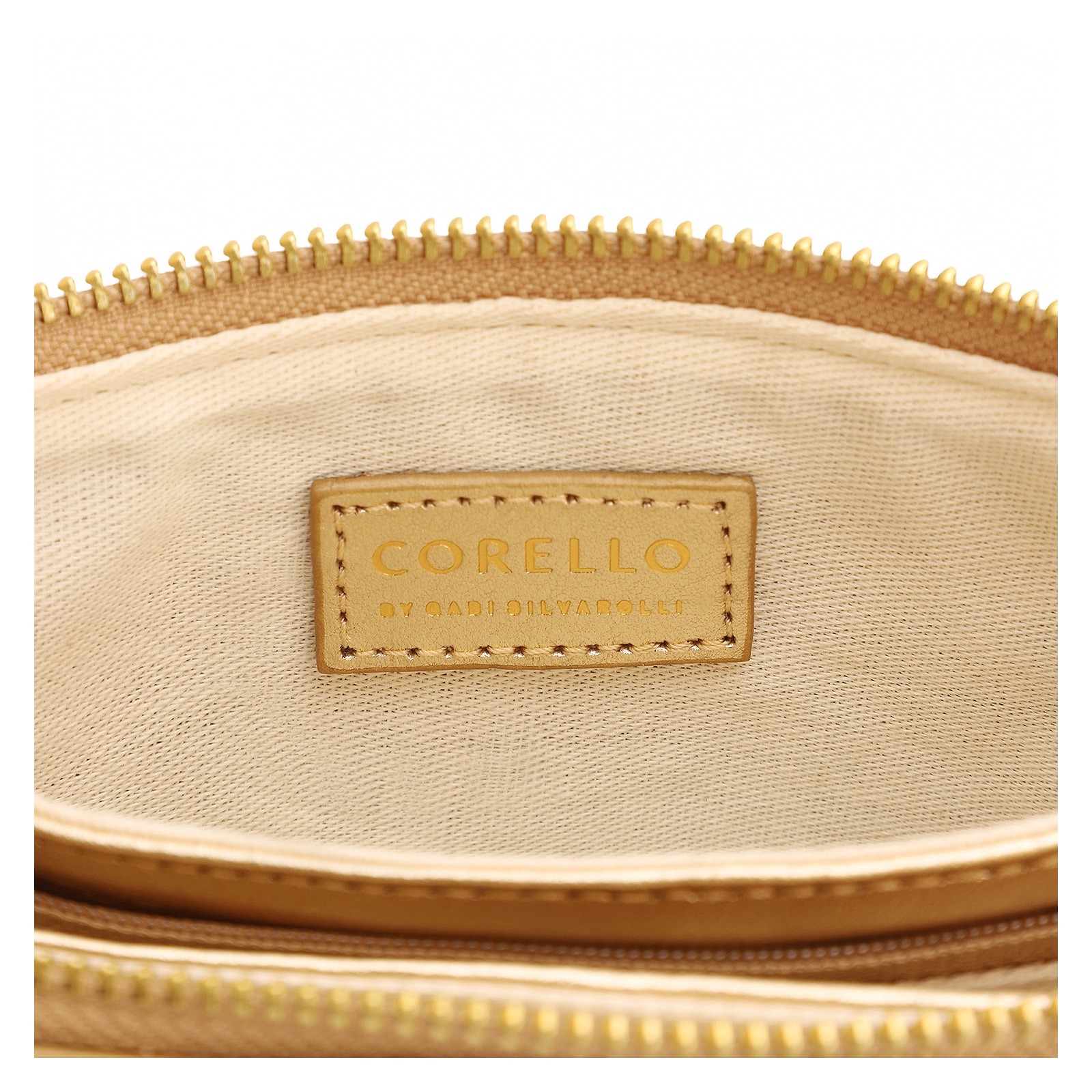 Bolsa Meia Lua Tressê Bag Charm Couro Dourado