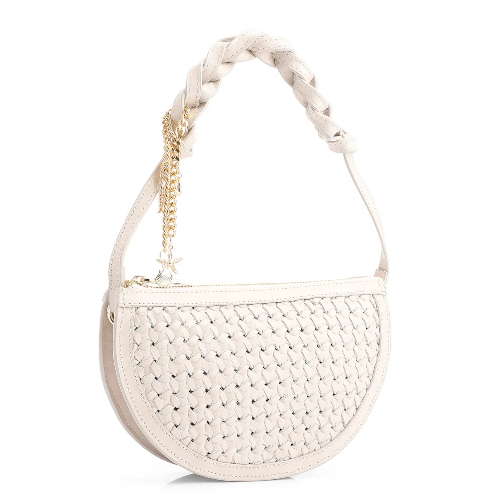 Bolsa Meia Lua Tressê Bag Charm Couro Off White - imagem 3