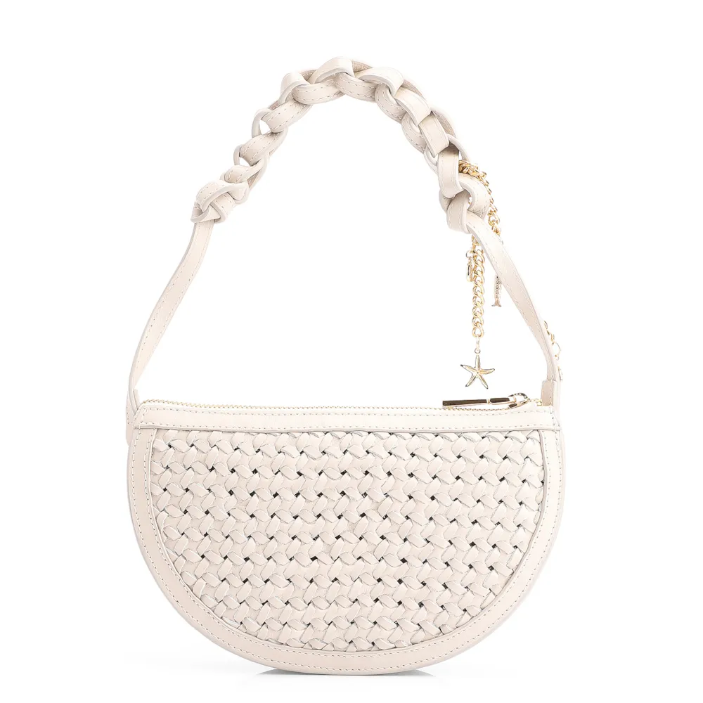 Bolsa Meia Lua Tressê Bag Charm Couro Off White - imagem 4