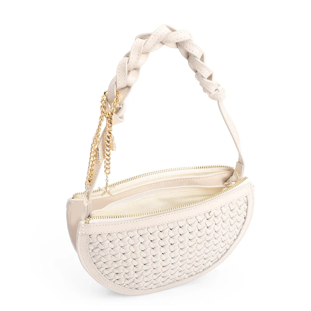 Bolsa Meia Lua Tressê Bag Charm Couro Off White - imagem 5