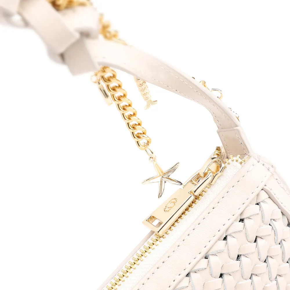 Bolsa Meia Lua Tressê Bag Charm Couro Off White - imagem 6