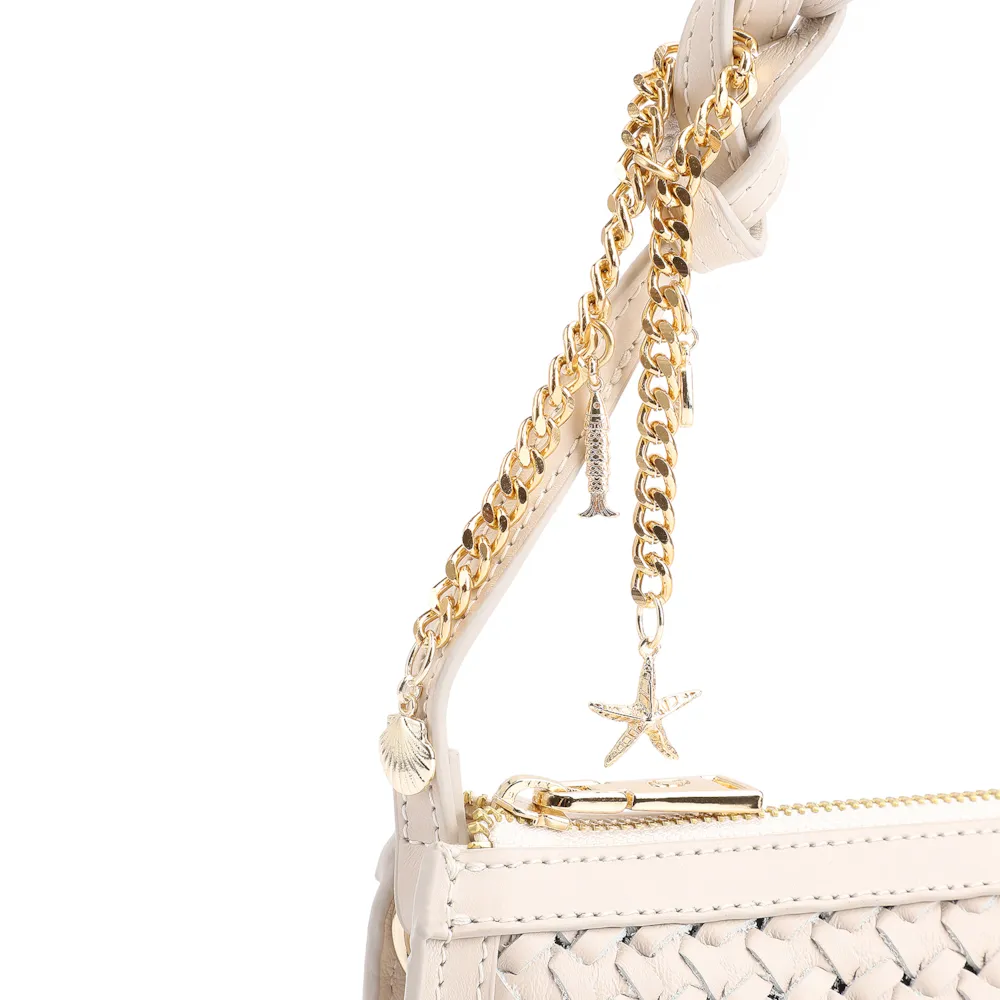 Bolsa Meia Lua Tressê Bag Charm Couro Off White - imagem 7