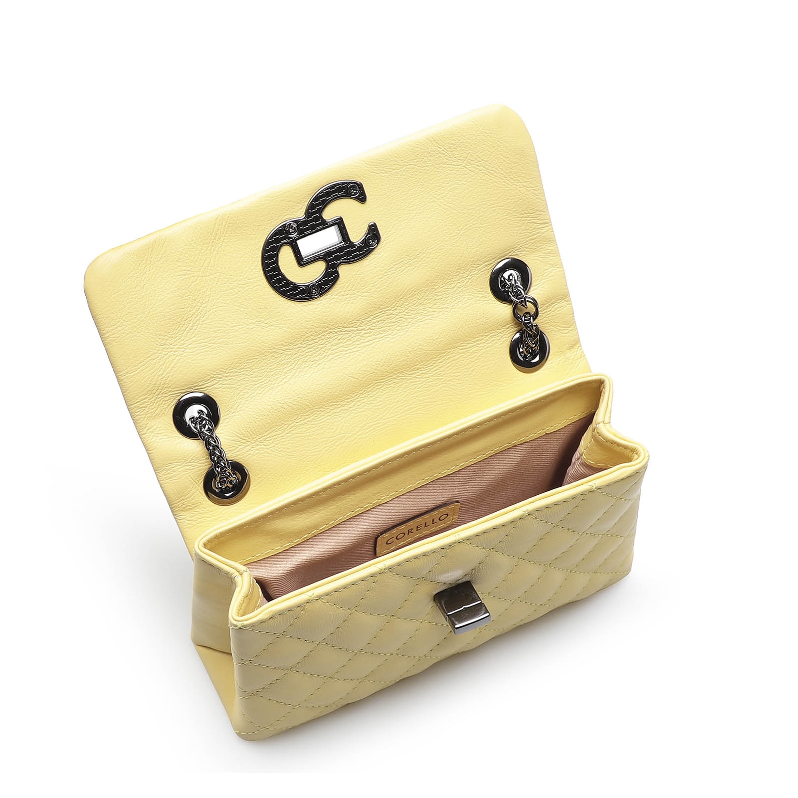 Bolsa Mini Matelassê Couro Amarelo