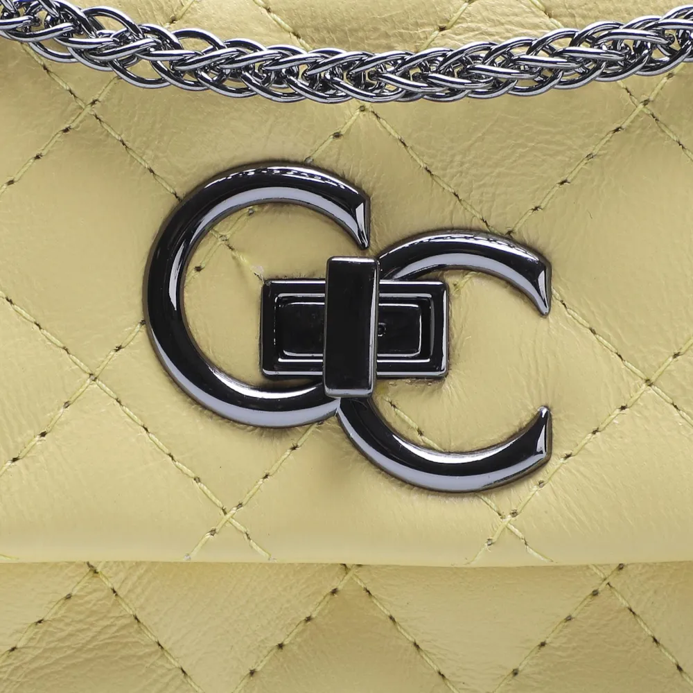Bolsa Mini Matelassê Couro Amarelo - imagem 6