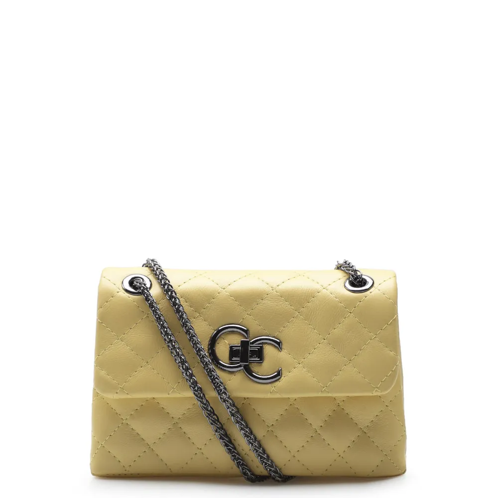 Bolsa Mini Matelassê Couro Amarelo