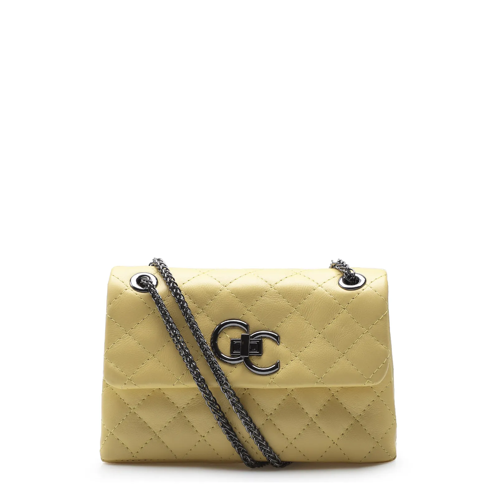 Bolsa Mini Matelassê Couro Amarelo