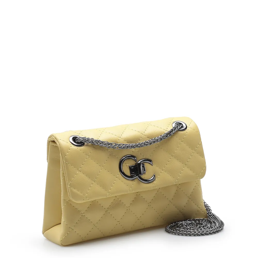 Bolsa Mini Matelassê Couro Amarelo - imagem 3
