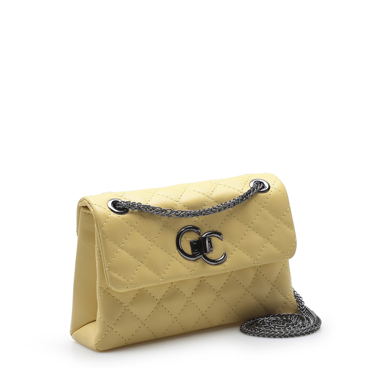Bolsa Mini Matelassê Couro Amarelo