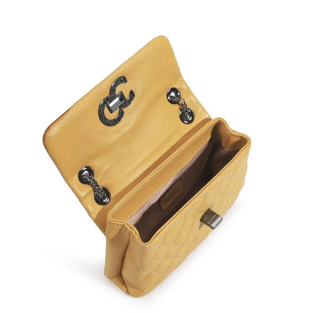 Bolsa Mini Matelassê Couro Amarelo - imagem 4
