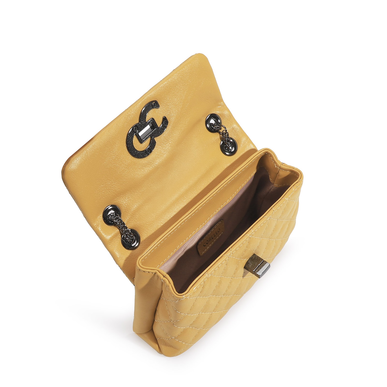 Bolsa Mini Matelassê Couro Amarelo
