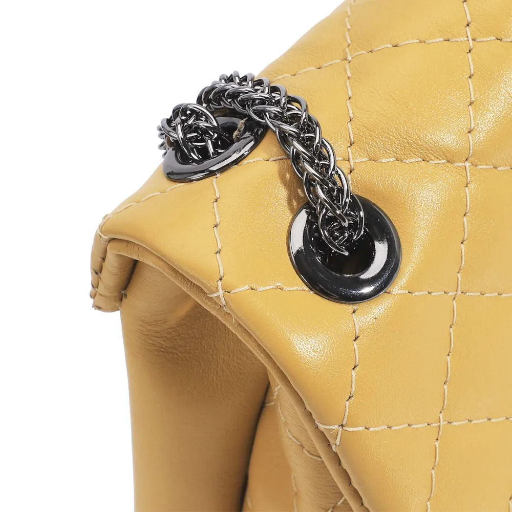 Bolsa Mini Matelassê Couro Amarelo - imagem 5