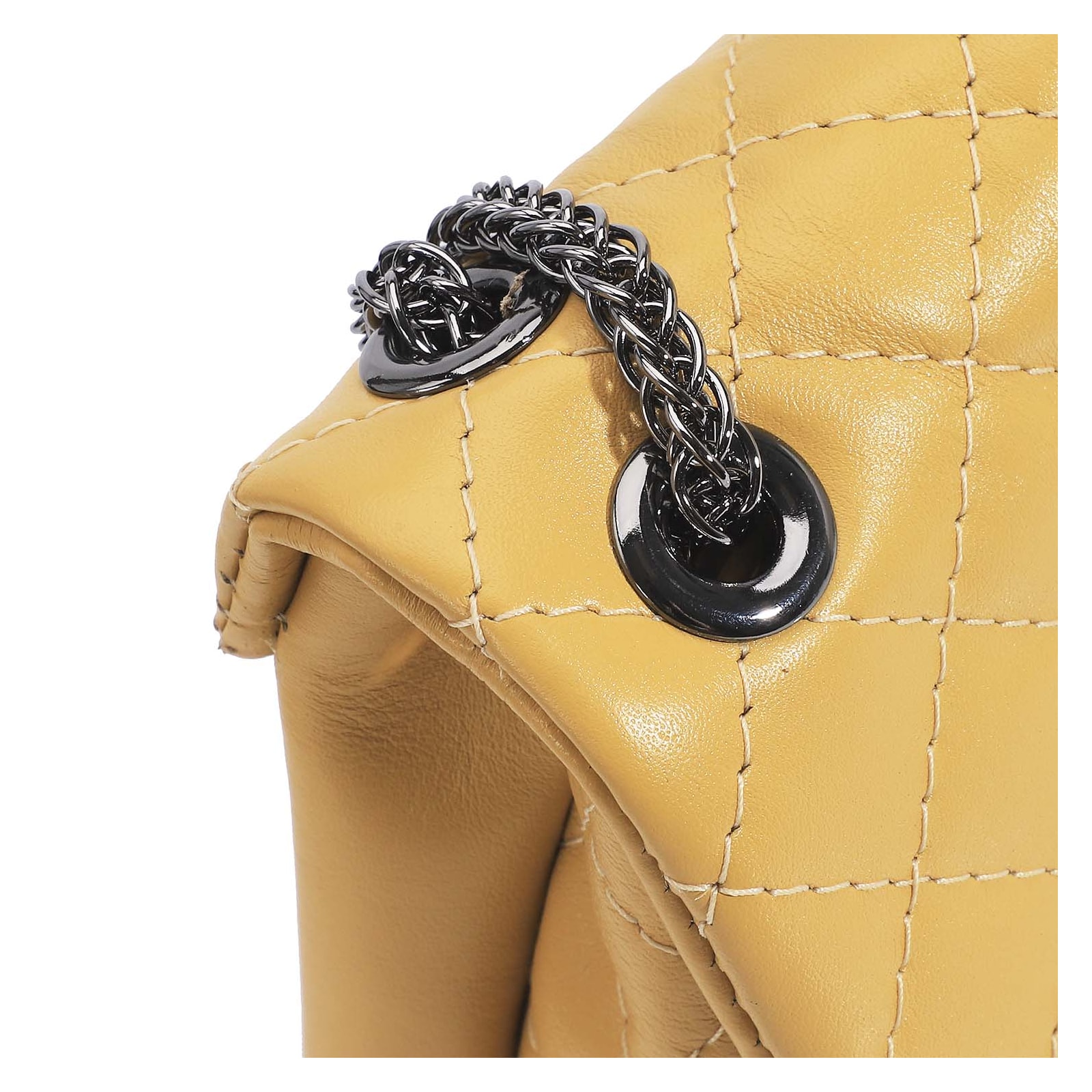 Bolsa Mini Matelassê Couro Amarelo