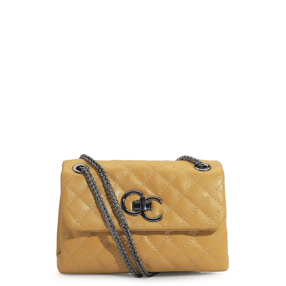 Bolsa Mini Matelassê Couro Amarelo