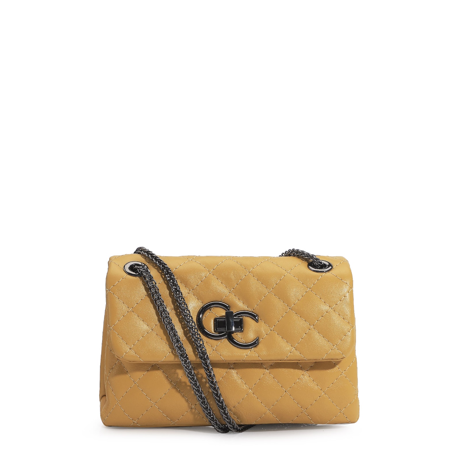 Bolsa Mini Matelassê Couro Amarelo