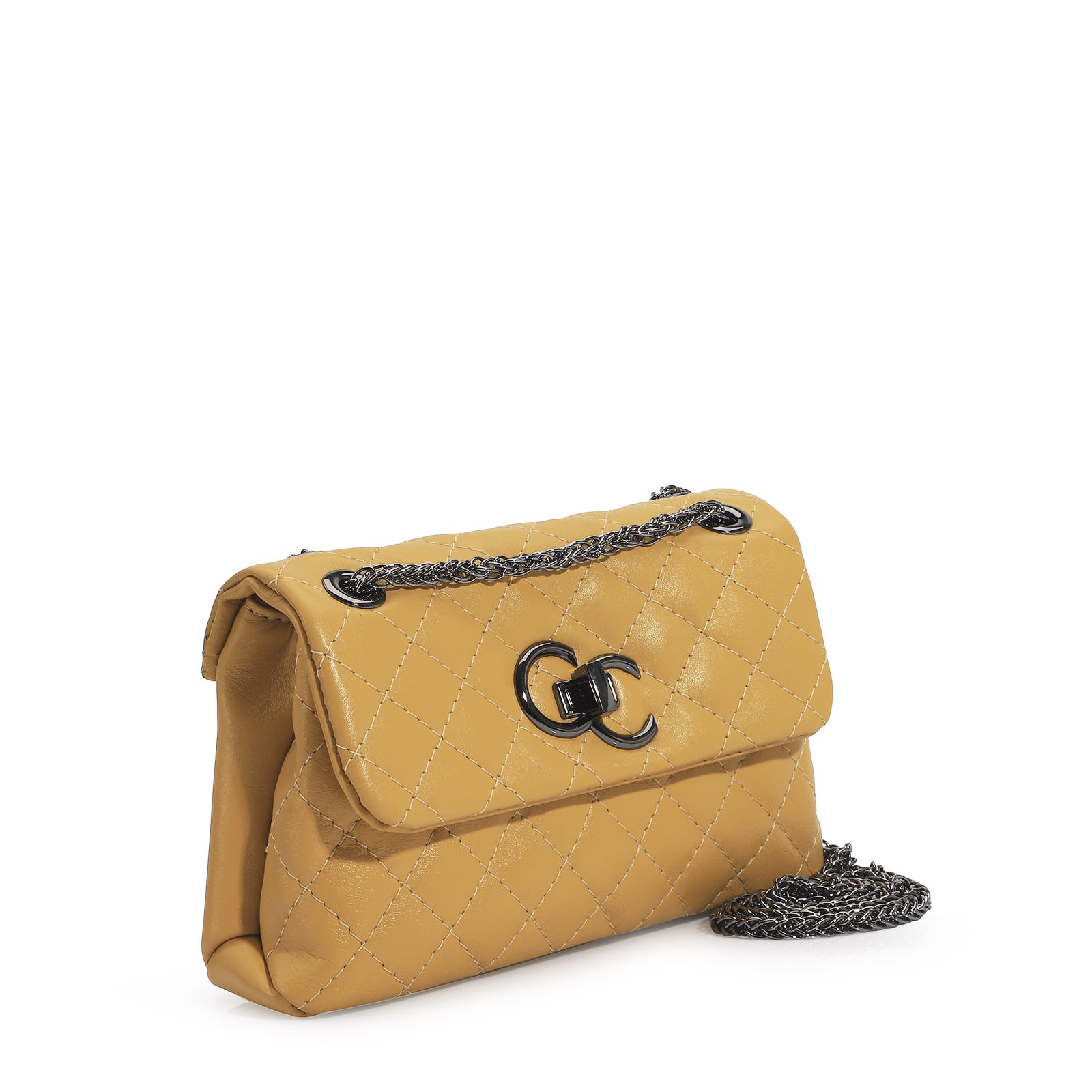 Bolsa Mini Matelassê Couro Amarelo