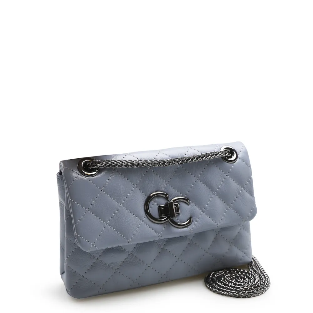 Bolsa Mini Matelassê Couro Azul - imagem 2