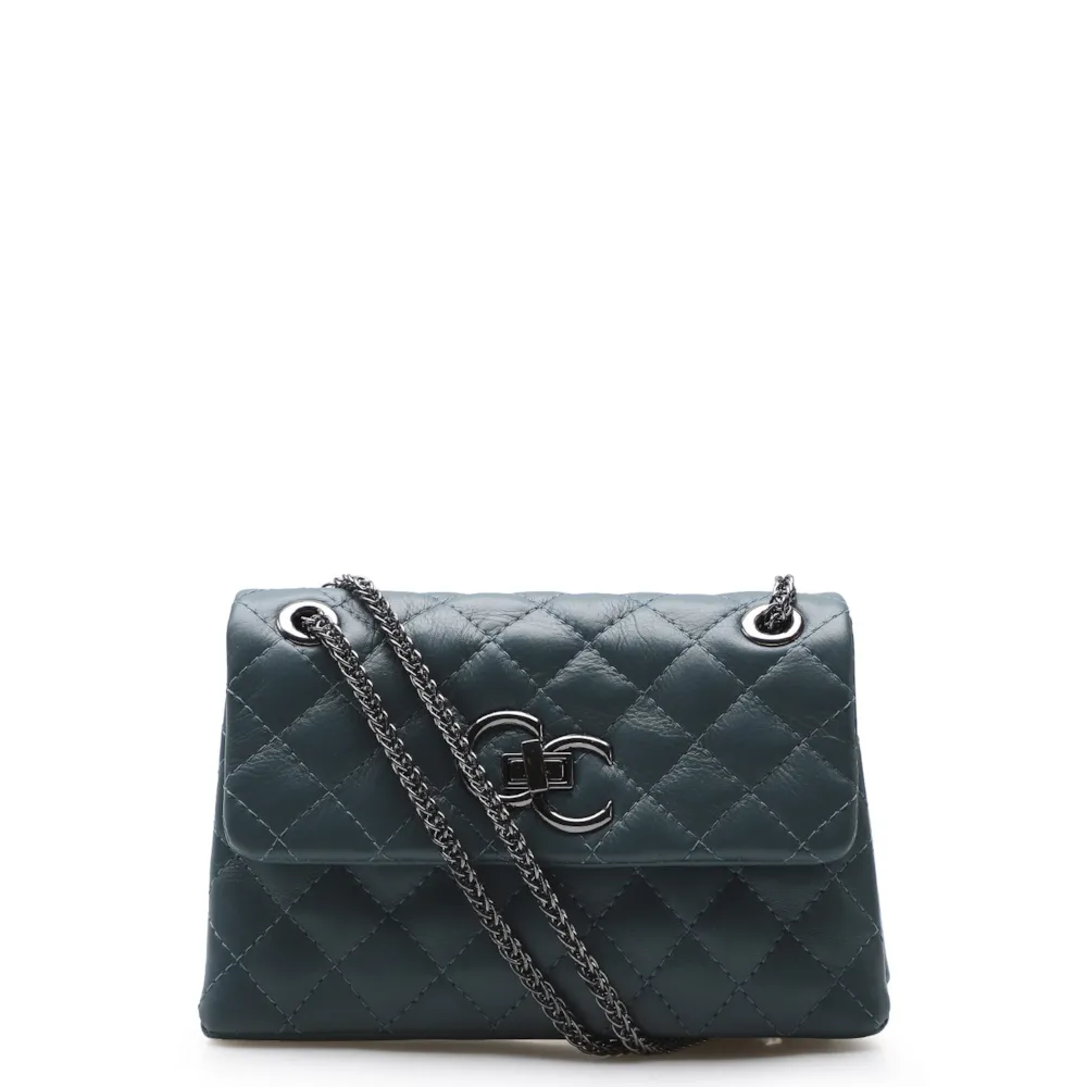 Bolsa Mini Matelassê Couro Azul