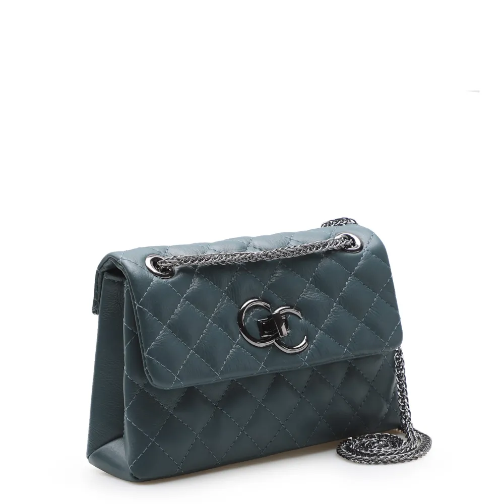 Bolsa Mini Matelassê Couro Azul - imagem 2
