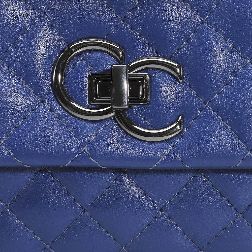 Bolsa Mini Matelassê Couro Azul - imagem 5