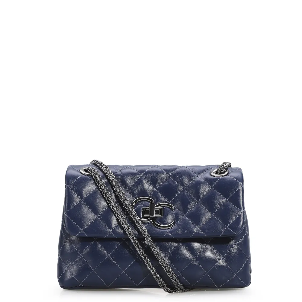Bolsa Mini Matelassê Couro Azul