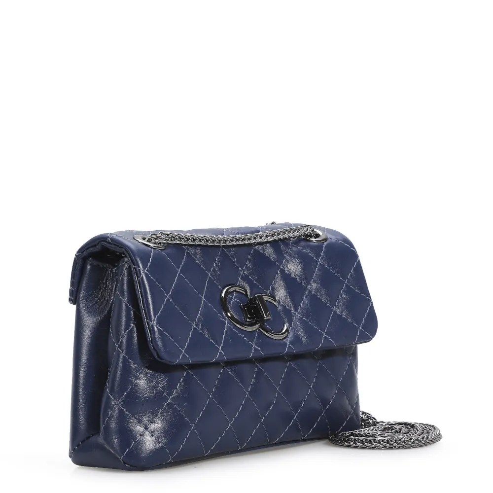 Bolsa Mini Matelassê Couro Azul - imagem 2
