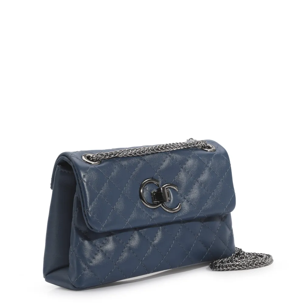 Bolsa Mini Matelassê Couro Azul - imagem 2