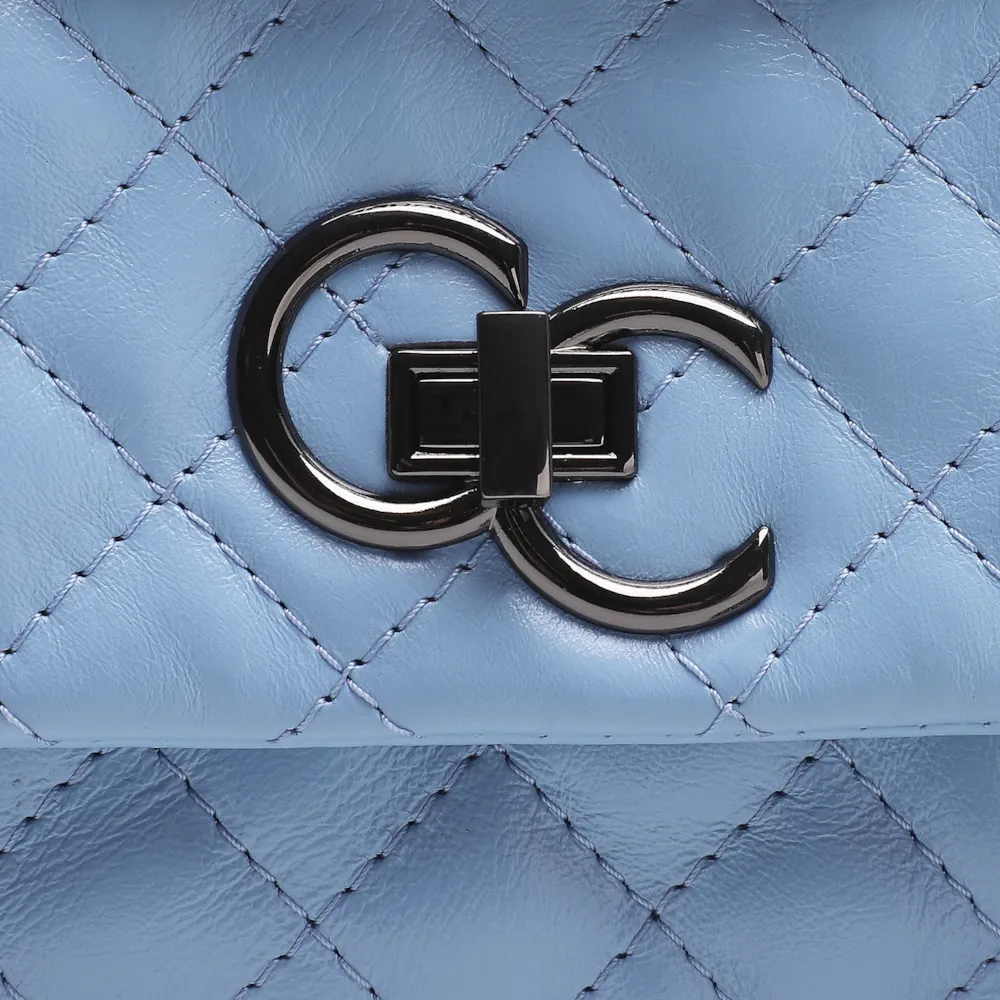 Bolsa Mini Matelassê Couro Azul - imagem 5