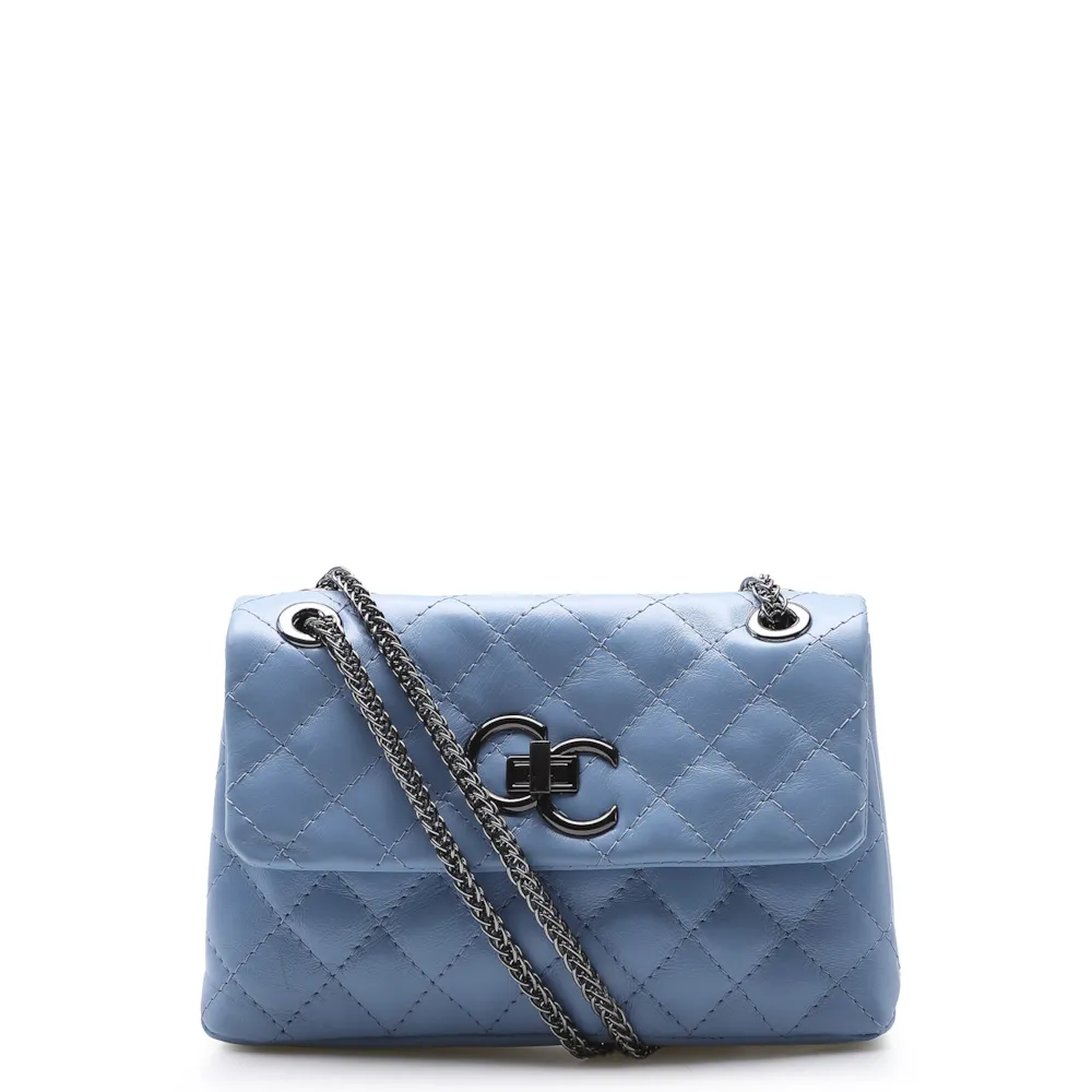 Bolsa Mini Matelassê Couro Azul