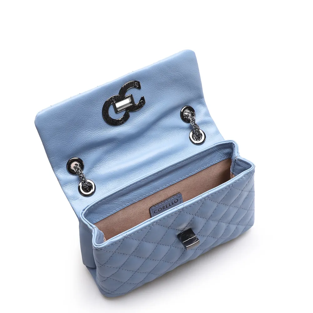 Bolsa Mini Matelassê Couro Azul - imagem 4