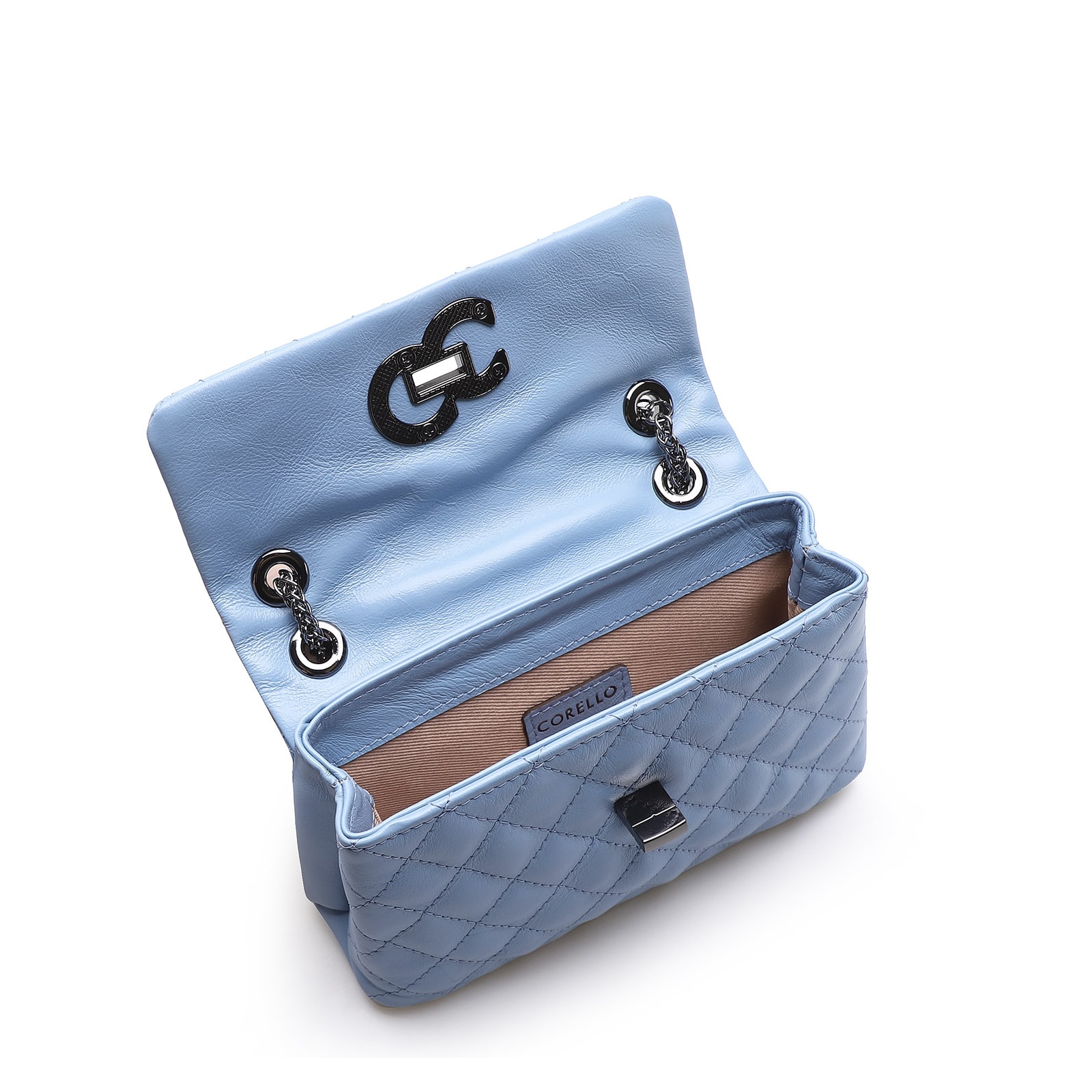 Bolsa Mini Matelassê Couro Azul