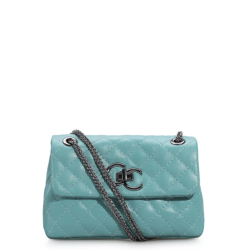 Bolsa Mini Matelassê Couro Azul