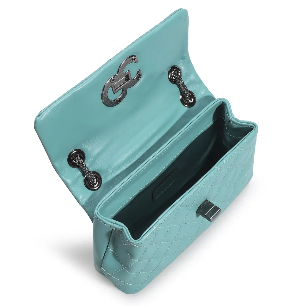 Bolsa Mini Matelassê Couro Azul - imagem 4