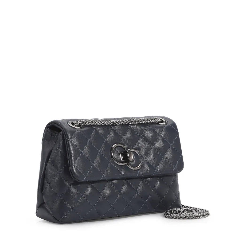 Bolsa Mini Matelassê Couro Azul - imagem 2