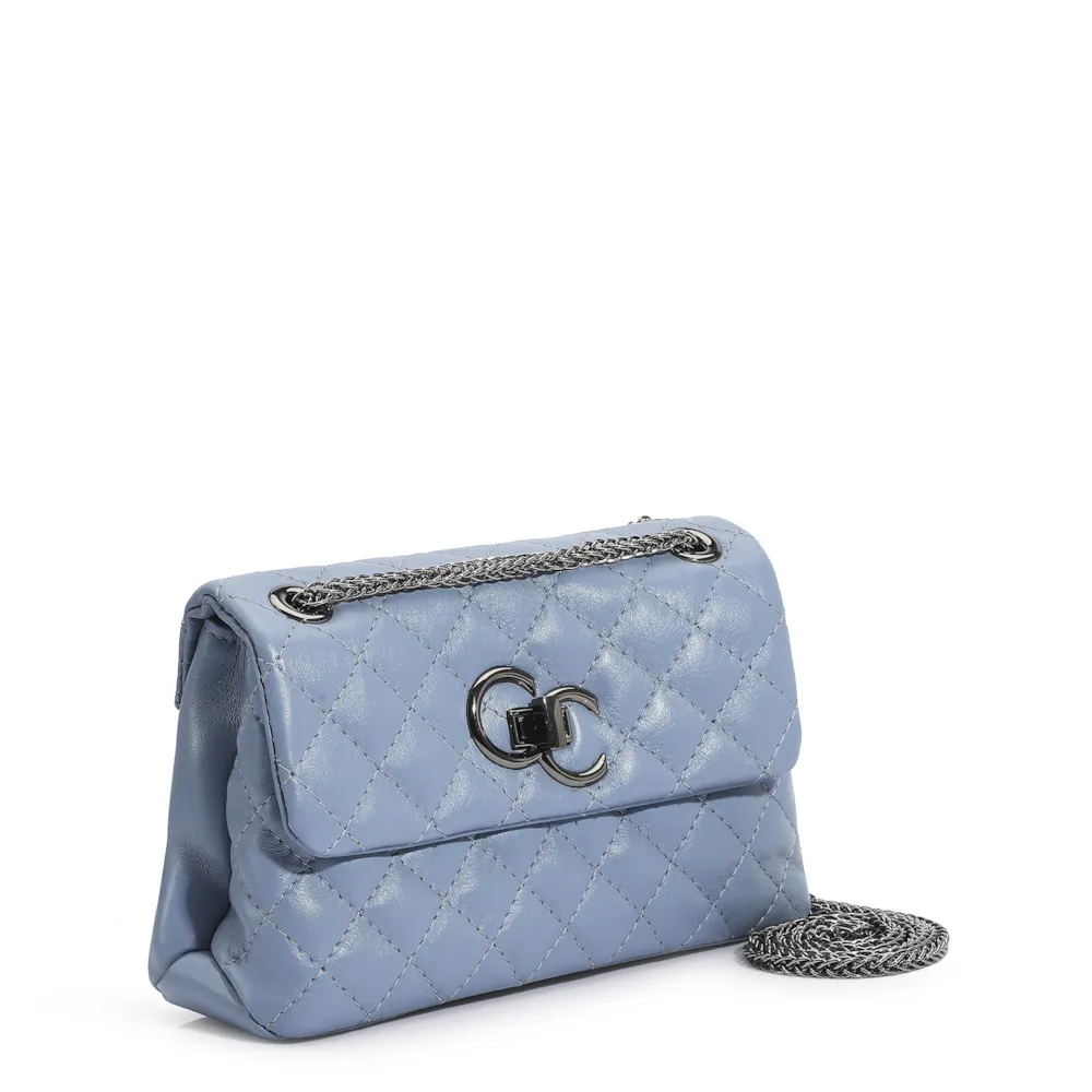 Bolsa Mini Matelassê Couro Azul - imagem 3