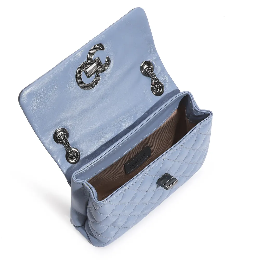 Bolsa Mini Matelassê Couro Azul - imagem 5