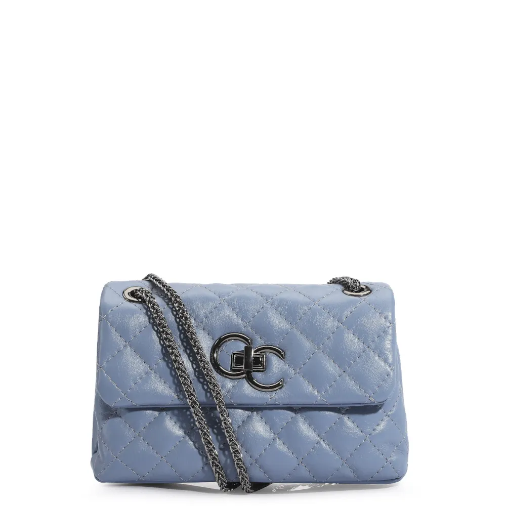 Bolsa Mini Matelassê Couro Azul