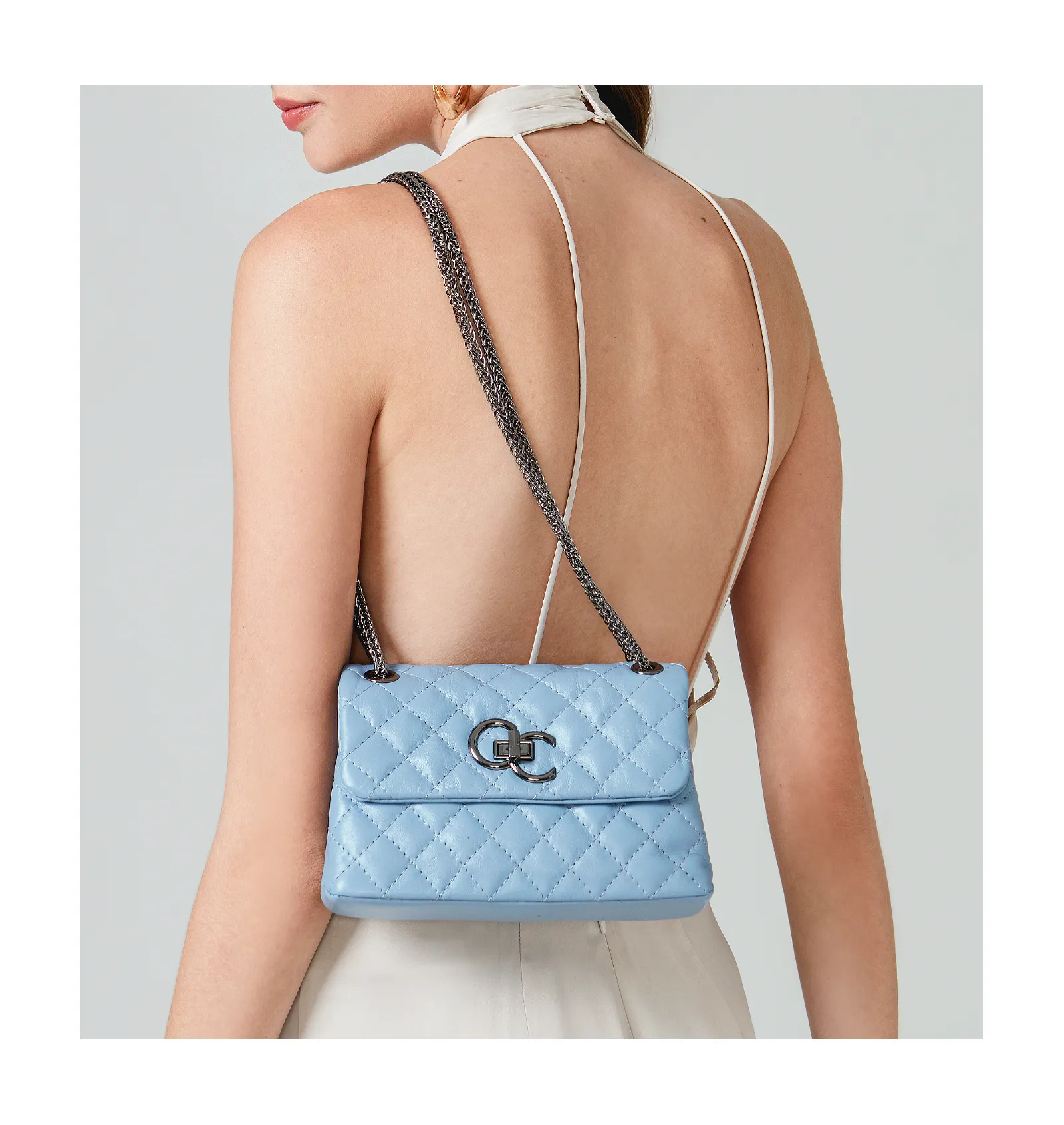 Bolsa Mini Matelassê Couro Azul
