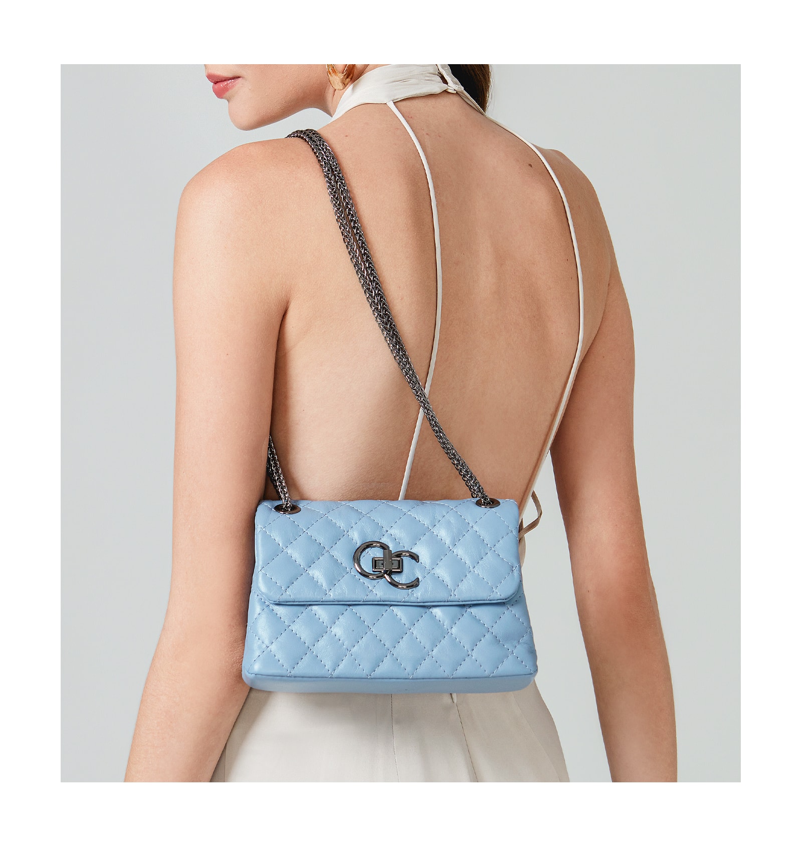 Bolsa Mini Matelassê Couro Azul