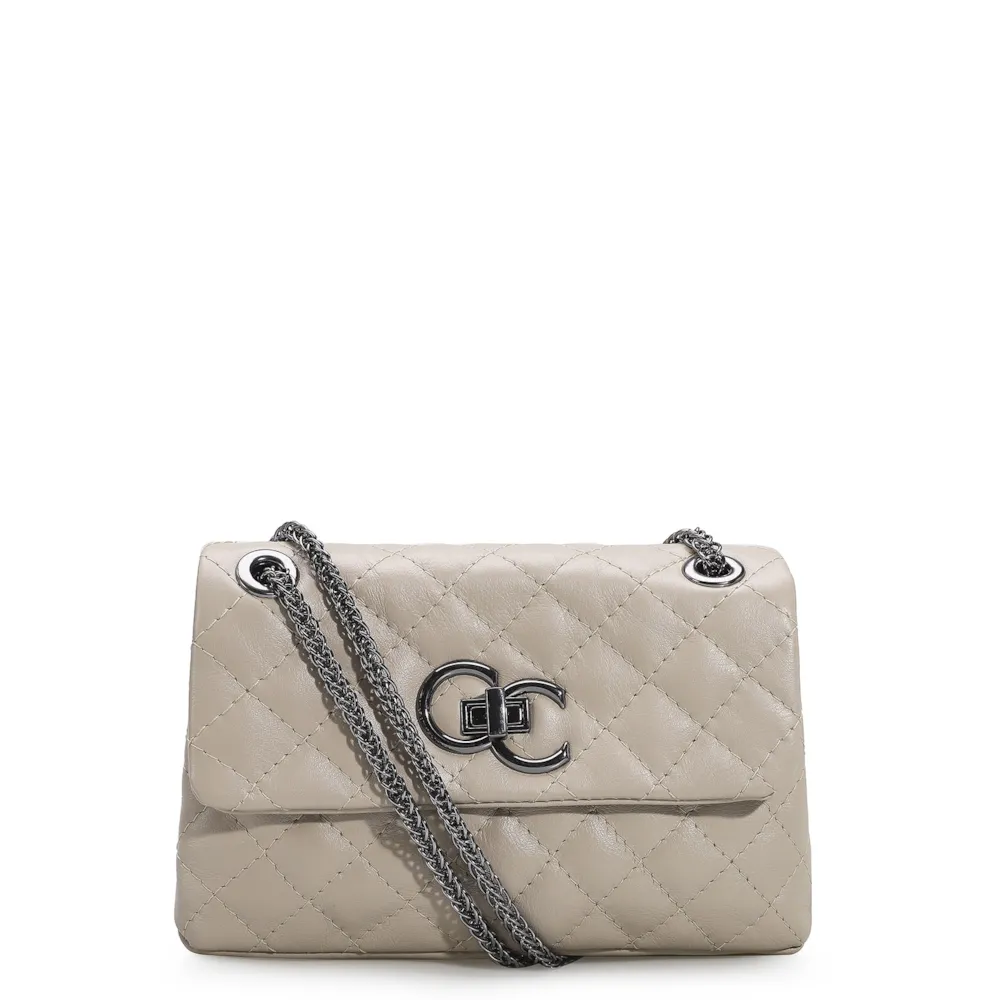 Bolsa Mini Matelassê Couro Bege