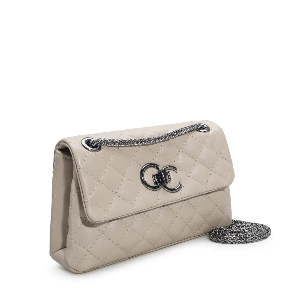 Bolsa Mini Matelassê Couro Bege - imagem 2